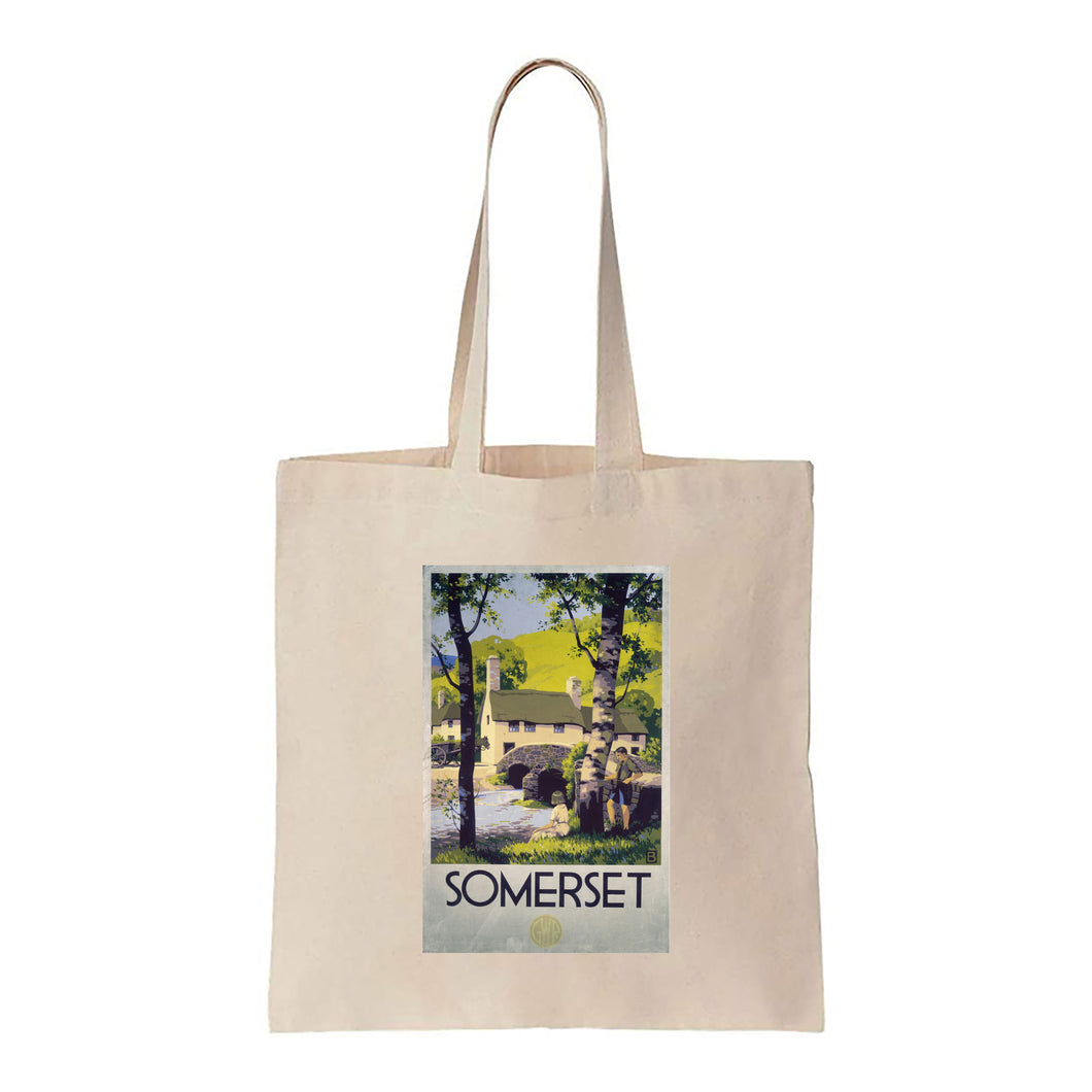 Somerset - Boy and Girl by Bridge - Canvas Tote Bag