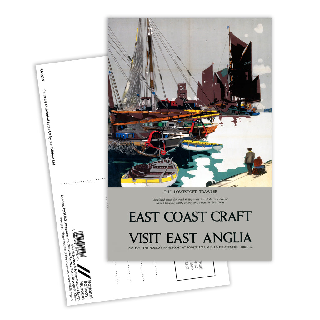 East Coast Craft- East Anglia- Lowestoft Trawler Postcard Pack of 8