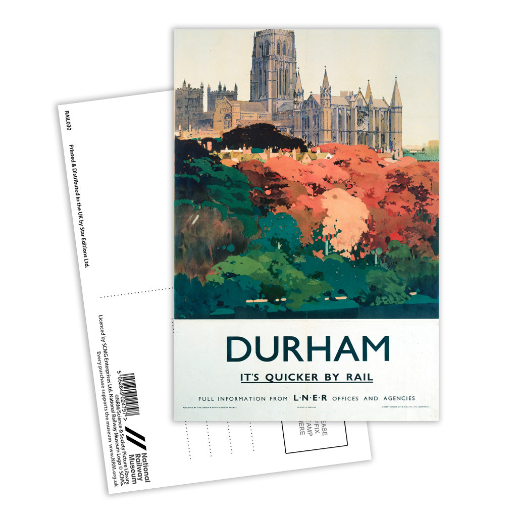Durham - Trees and Cathedral Postcard Pack of 8
