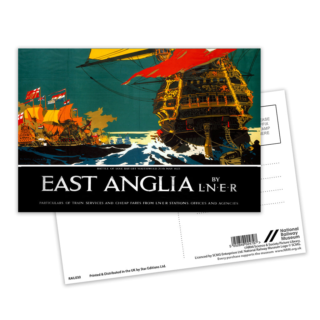 East Anglia - Battle of Sole Bay off Southwold Postcard Pack of 8