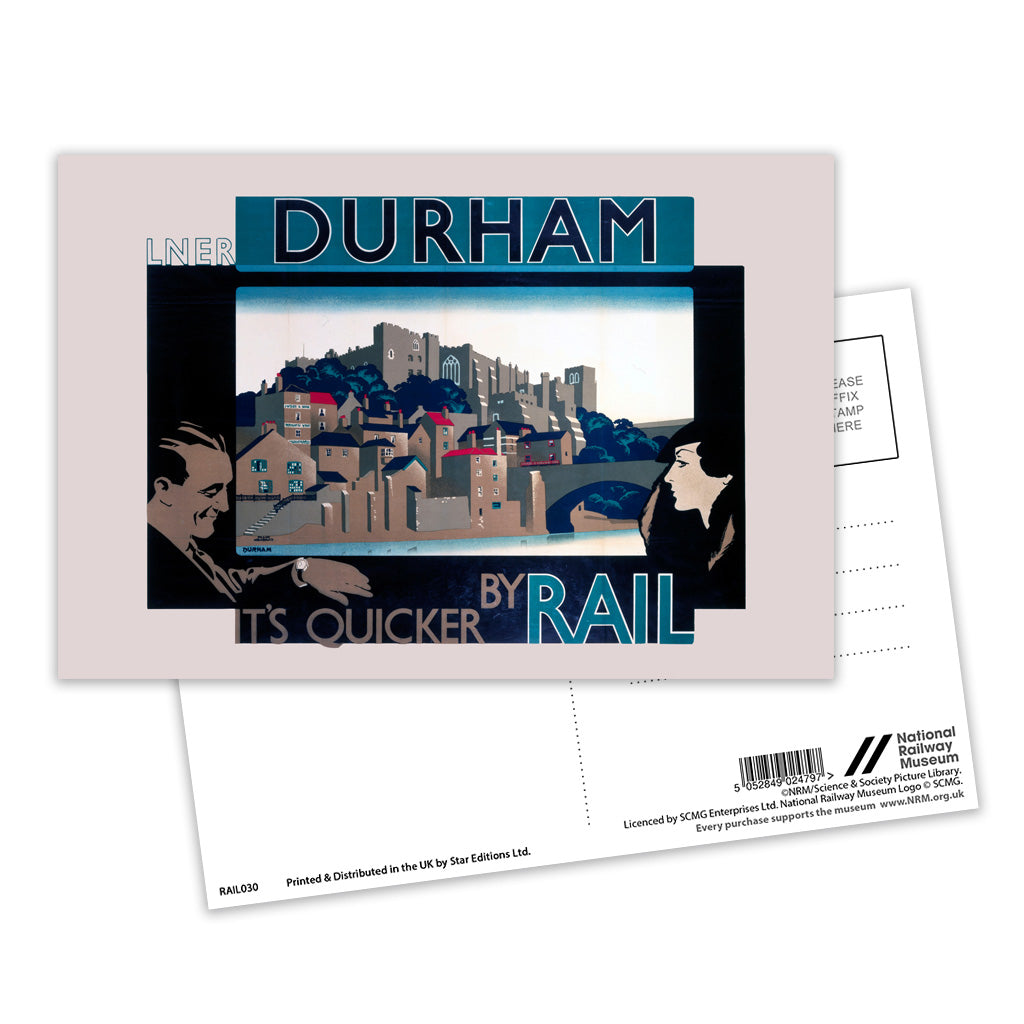 Durham, It's Quicker By Rail Postcard Pack of 8
