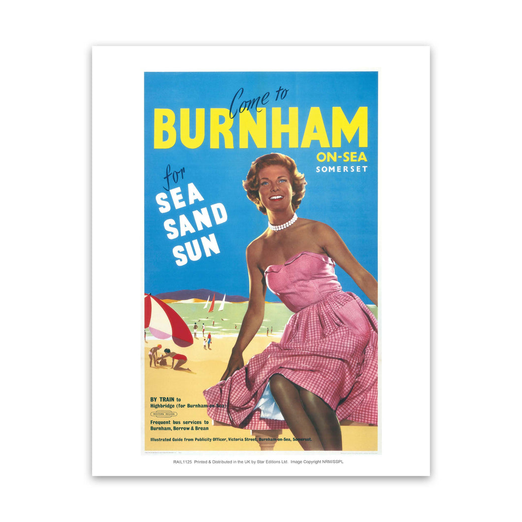 Burnham-on-sea, Somerset for Sea, Sand, Sun Art Print