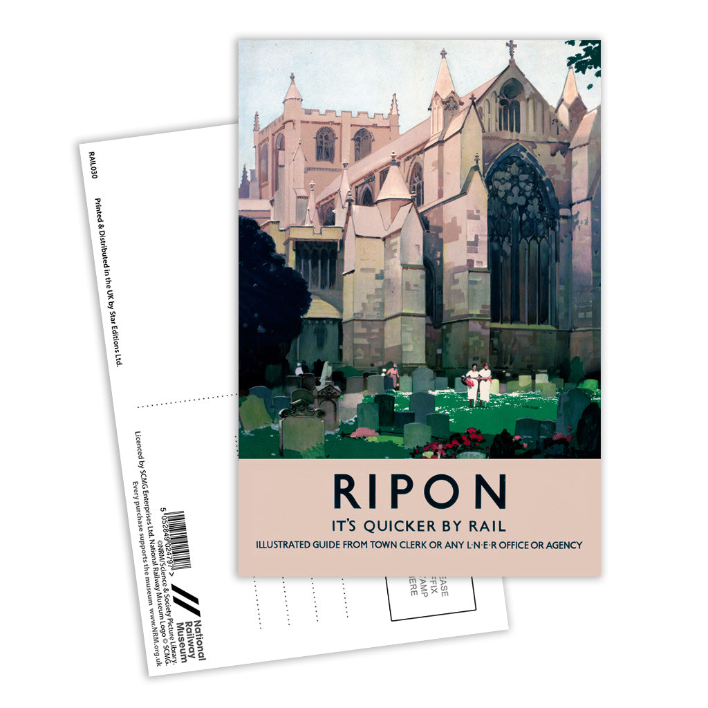 Ripon, It's Quicker By Rail Postcard Pack of 8