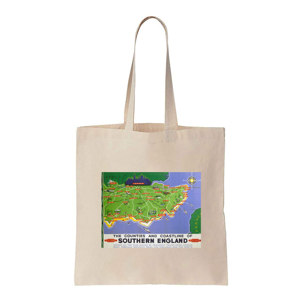 The Counties and Coastline of Southern England - Canvas Tote Bag