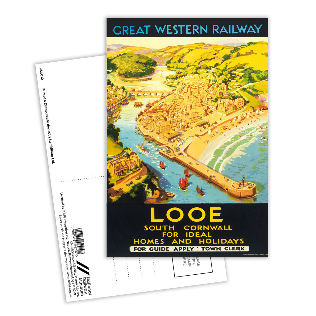 Looe, South Cornwall Postcard Pack of 8