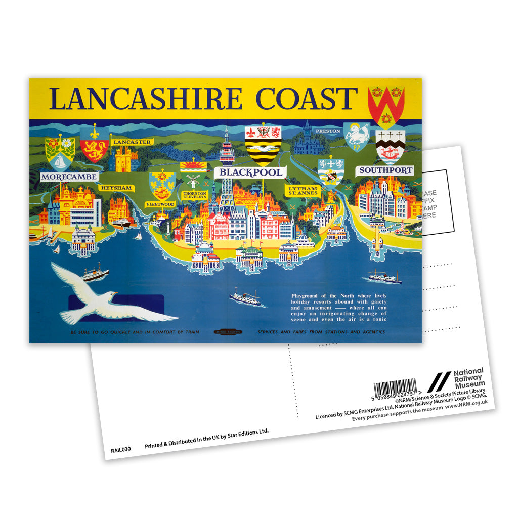 Lancashire Coast Postcard Pack of 8