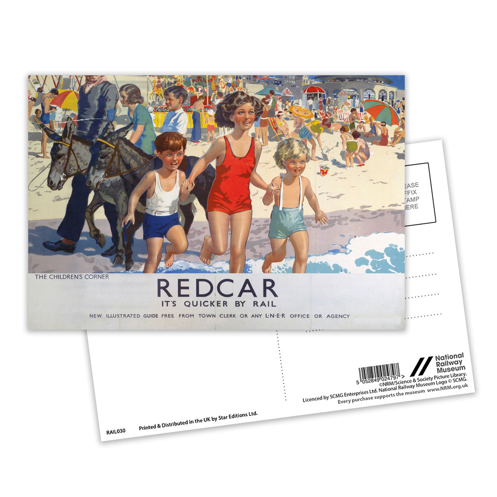 Redcar, It's Quicker By Rail Postcard Pack of 8
