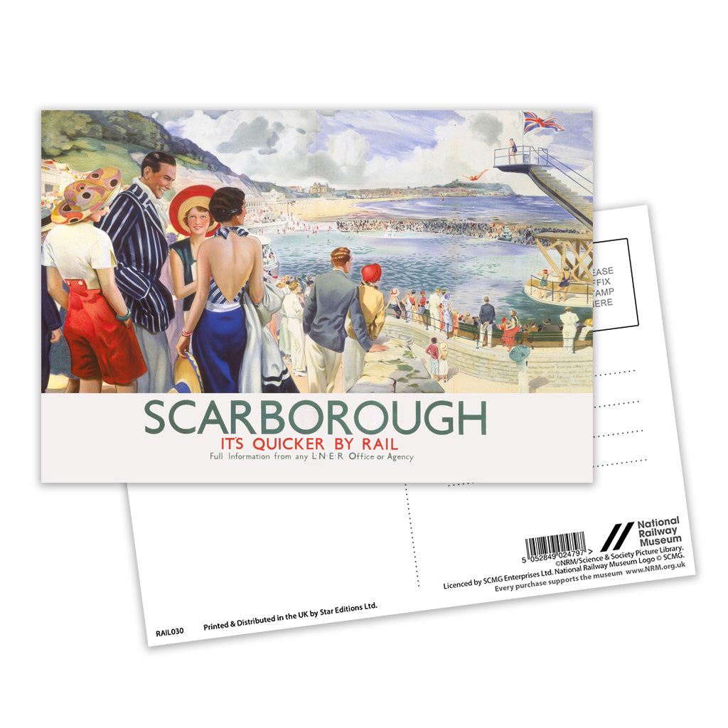 Scarborough, It's Quicker By Rail Postcard Pack of 8