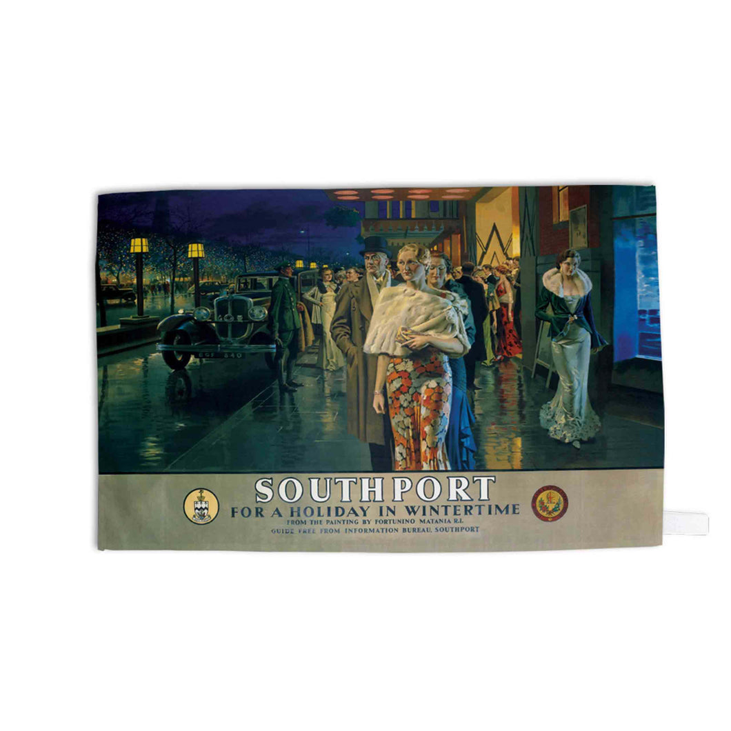Southport for a Holiday in Wintertime - Tea Towel