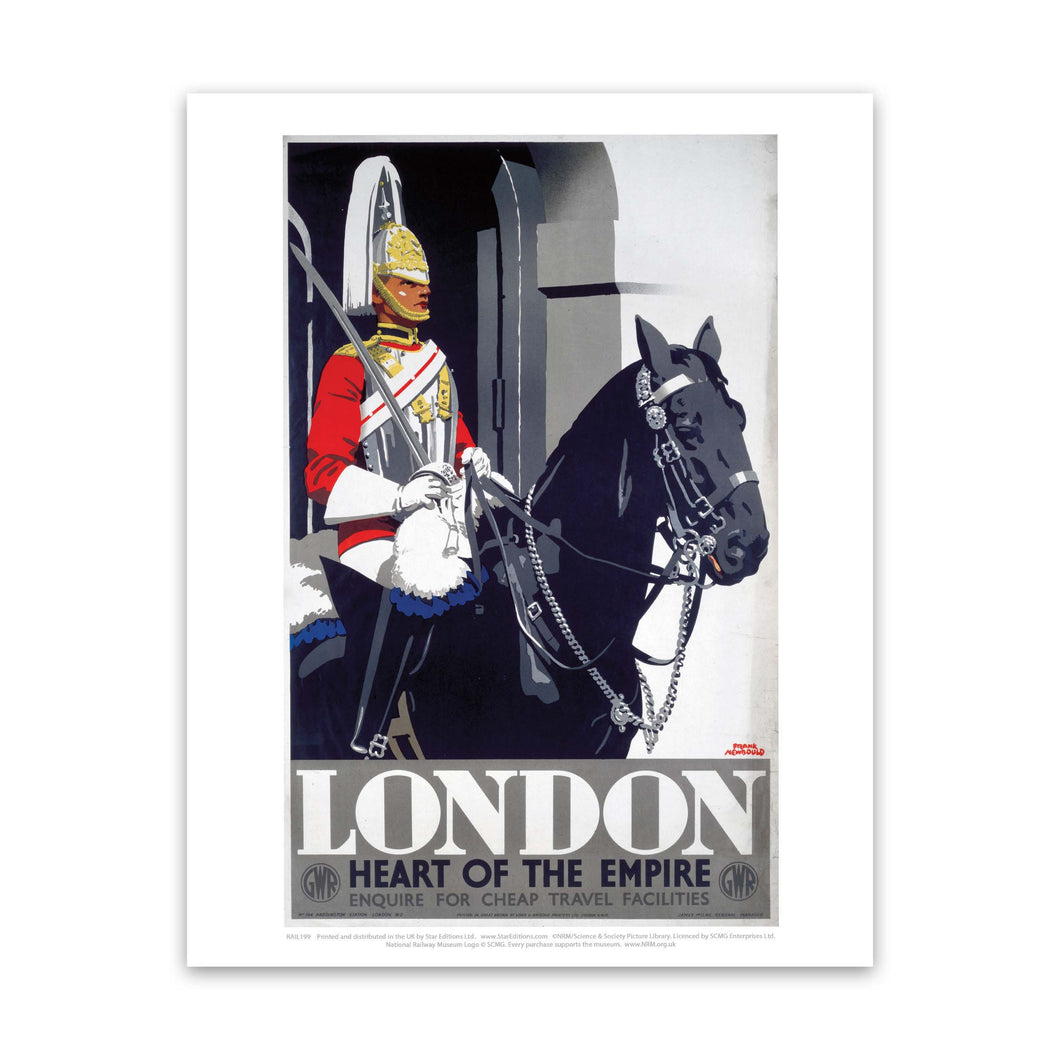 Man on Horse London Art Print