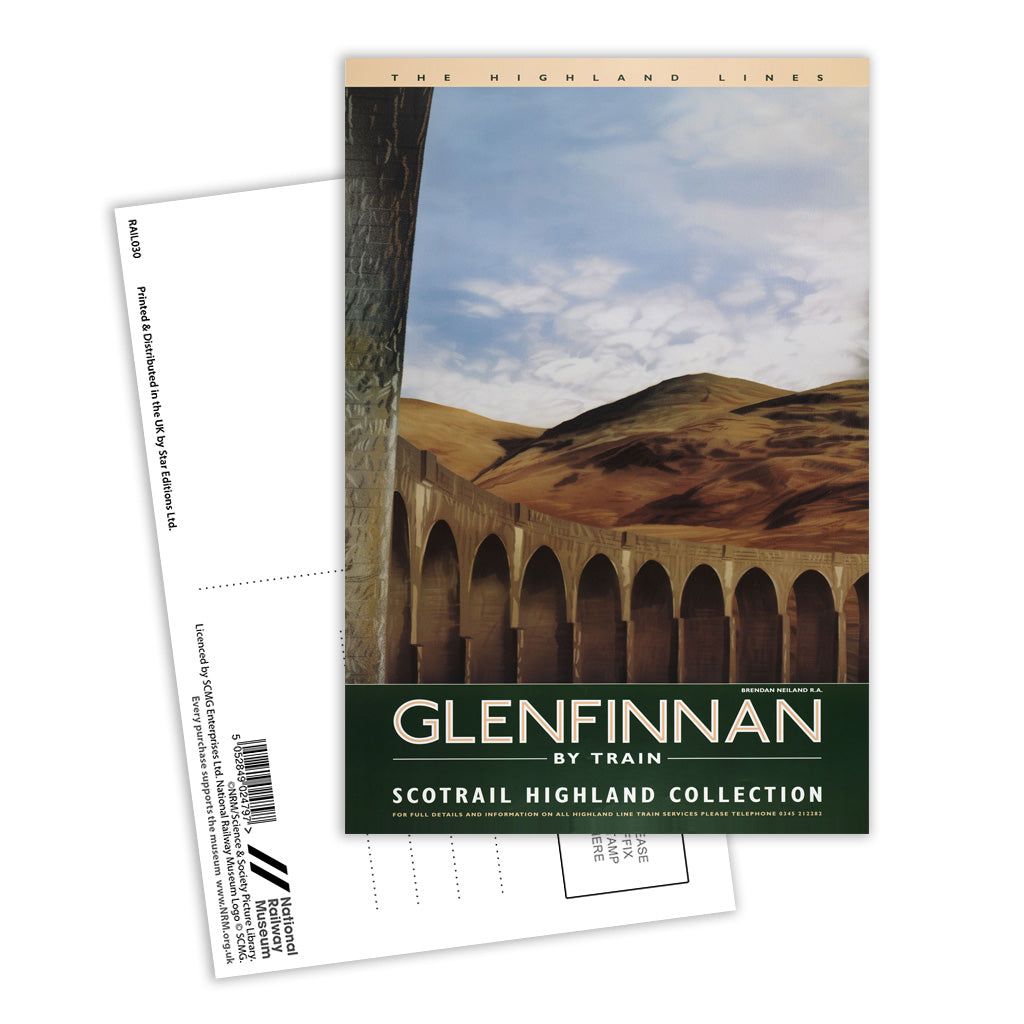 Glenfinnan by Train Highland Lines Postcard Pack of 8