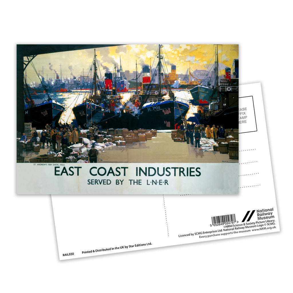East Coast Industries, Fish Dock Hull Postcard Pack of 8