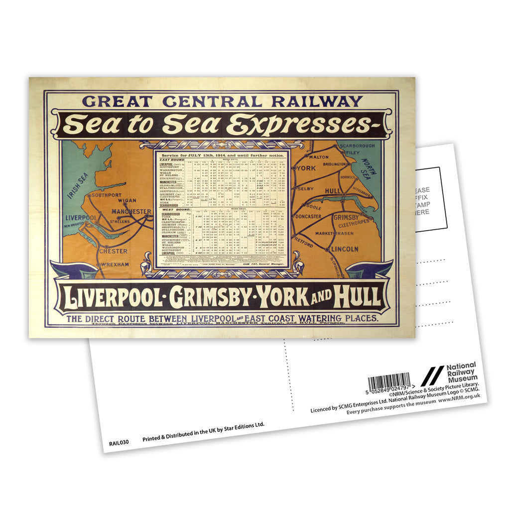 Sea to Sea Express, Liverpool - Grimsby - York and Hull Postcard Pack of 8