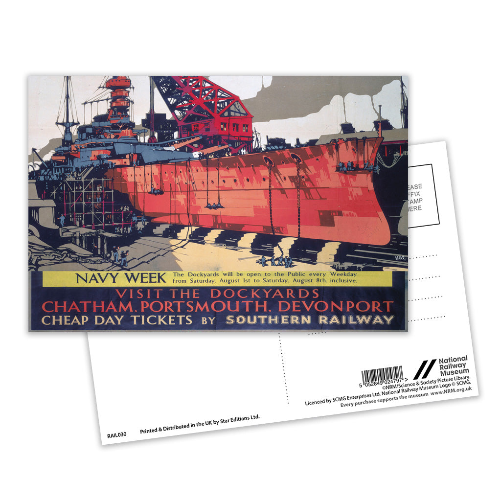 Visit Dockyards Chatham, Portsmouth, Devonport Postcard Pack of 8