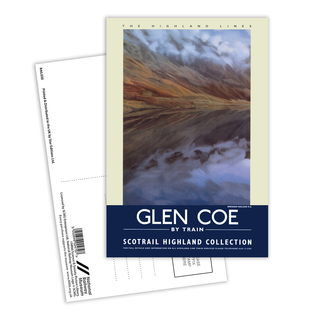 Glen Coe by Train Highland Lines Postcard Pack of 8