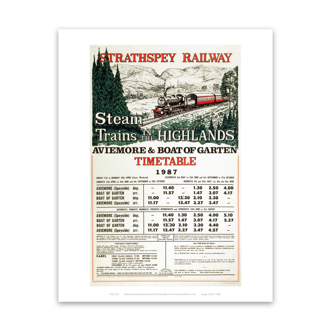 Strathspey Railway - Aviemore and Boat of Garten Art Print