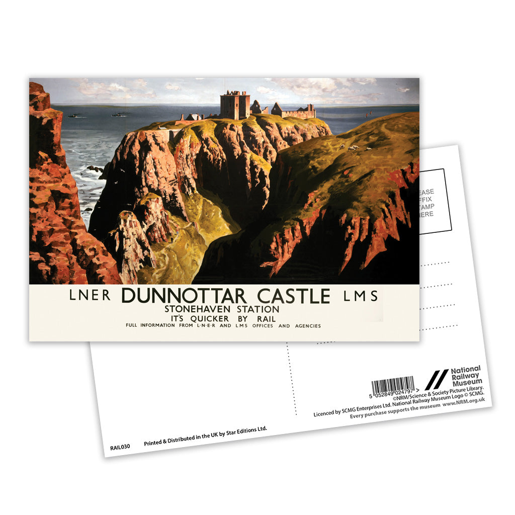Dunnottar Castle Stonehaven Station LNER LMS Postcard Pack of 8