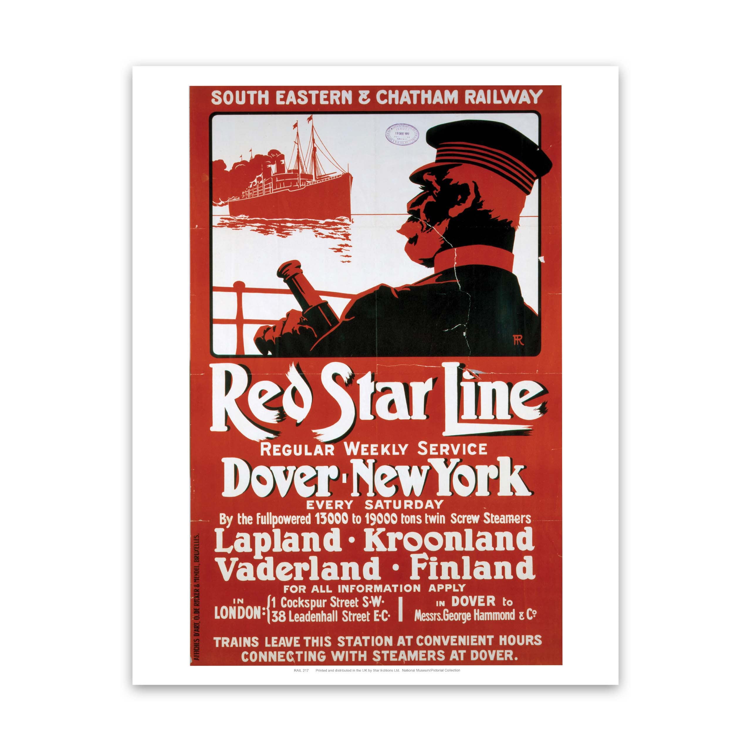 Red Star Line, Dover - New York Art Print – Railway Posters