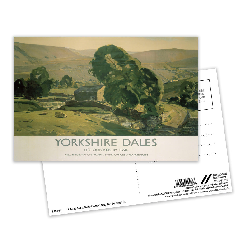 Yorkshire Dales It's Quicker by Rail Postcard Pack of 8