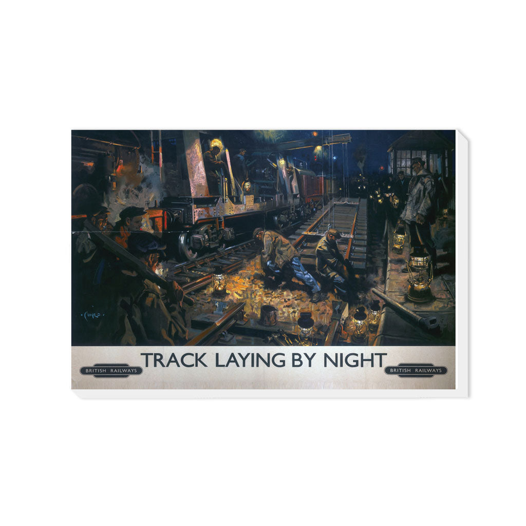 Track Laying By Night - British Railways - Canvas