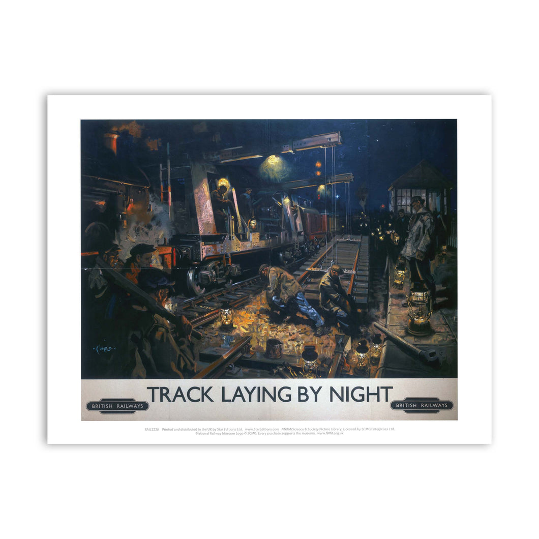 Track Laying By Night - British Railways Art Print