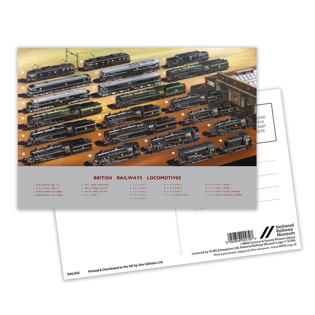 British railways Locomotives Postcard Pack of 8