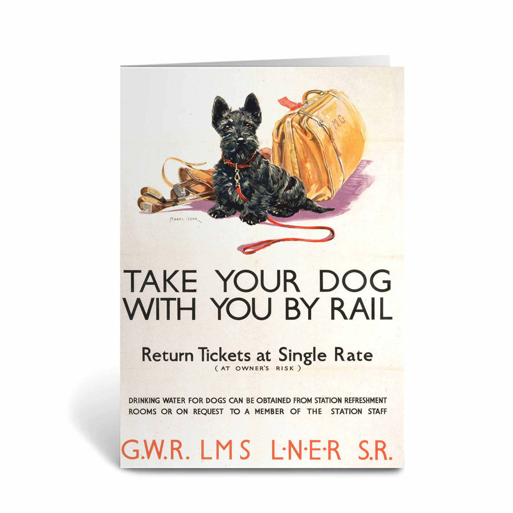 Take your Dog with you by Rail Greeting Card