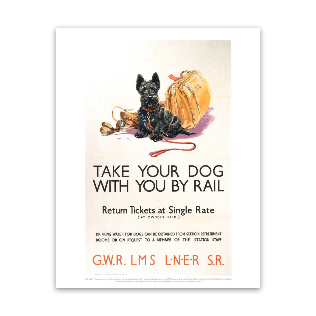 Take your Dog with you by Rail Art Print