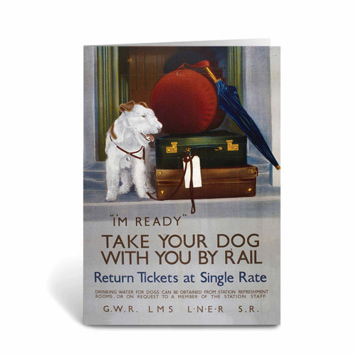 Take your Dog with you by Rail Greeting Card