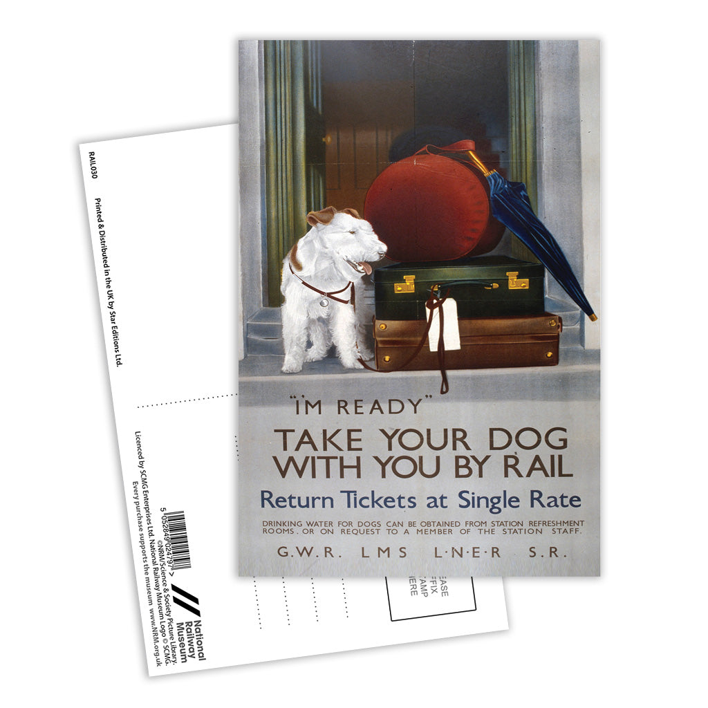 Take your Dog with you by Rail Postcard Pack of 8