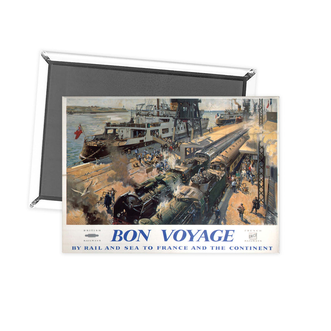 Bon Voyage by Rail and Sea to France Fridge Magnet