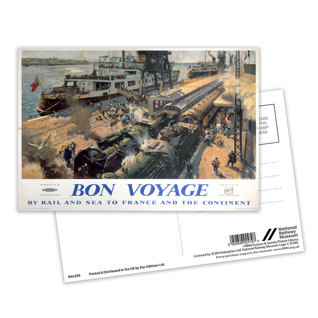 Bon Voyage by Rail and Sea to France Postcard Pack of 8