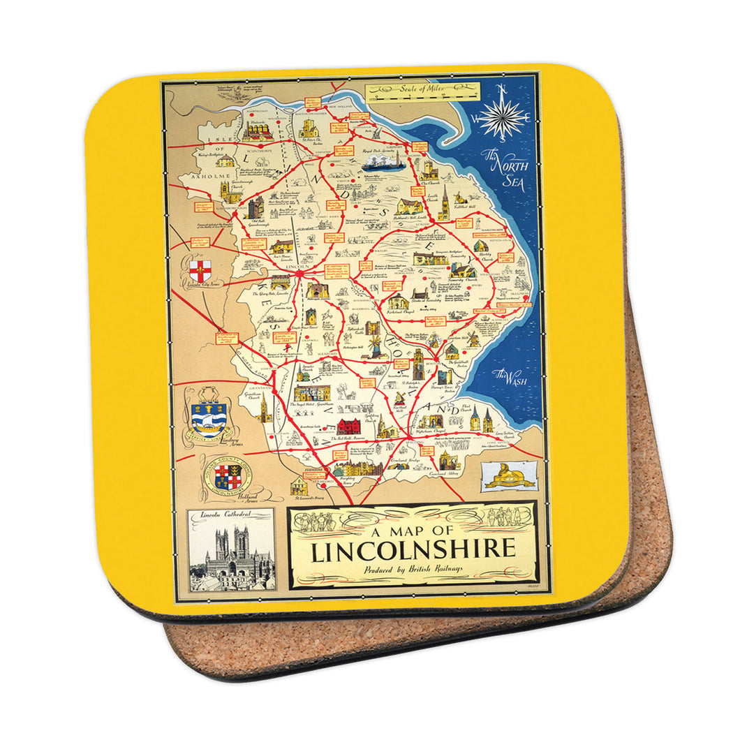A Map of Lincolnshire - Lincoln Cathedral Coaster