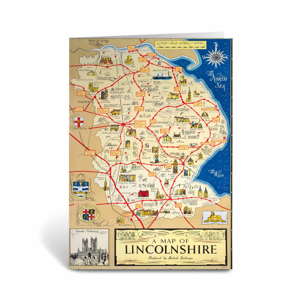 A Map of Lincolnshire - Lincoln Cathedral Greeting Card
