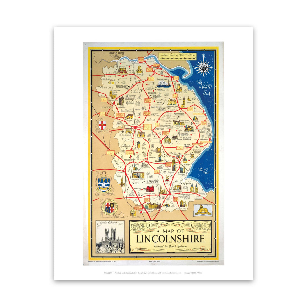 A Map of Lincolnshire - Lincoln Cathedral Art Print