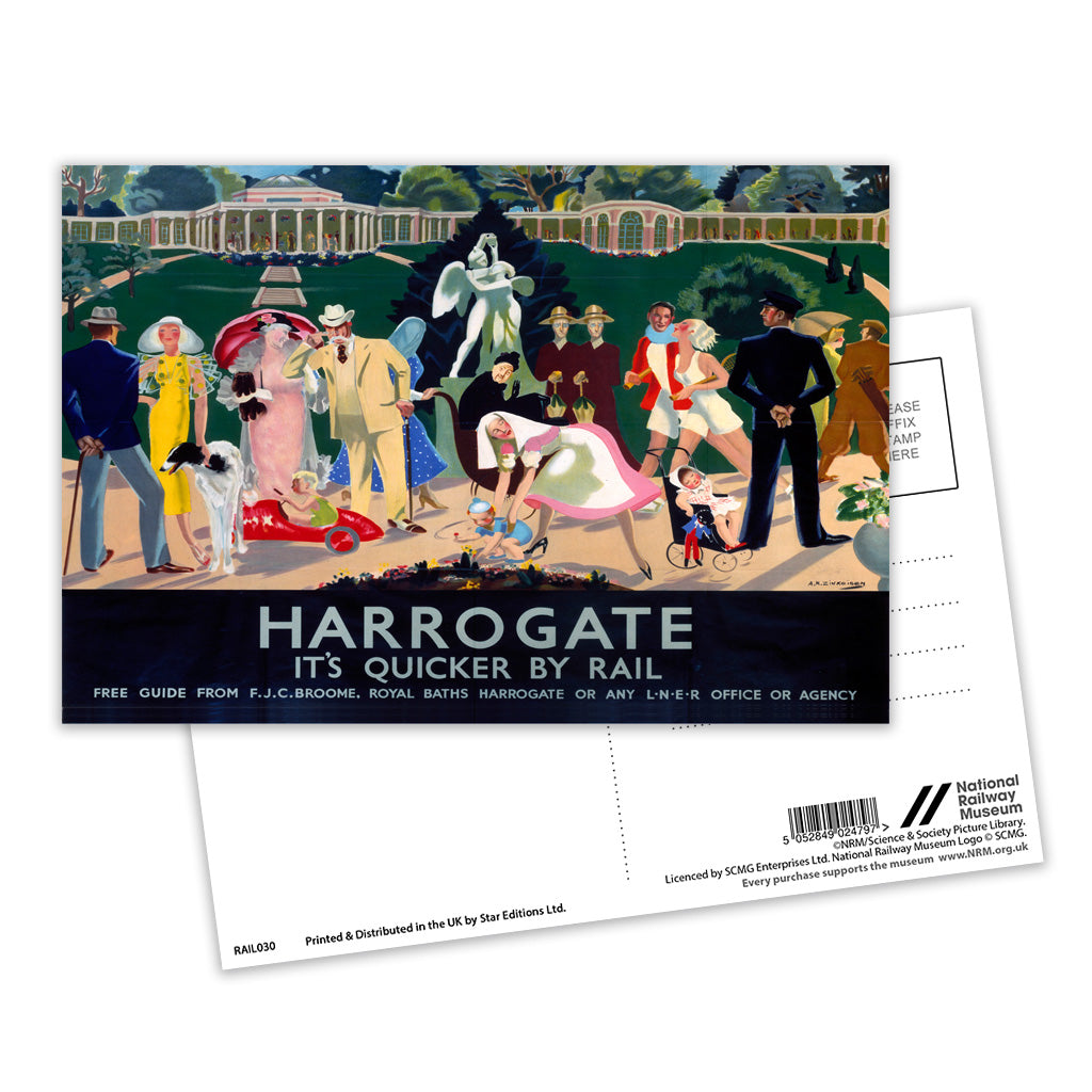 Harrogate, It's Quicker By Rail Postcard Pack of 8