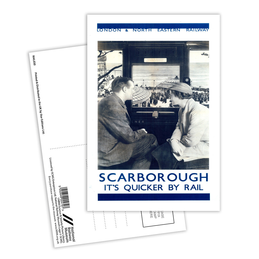 Scarborough from the Train - It's Quicker by Rail Postcard Pack of 8