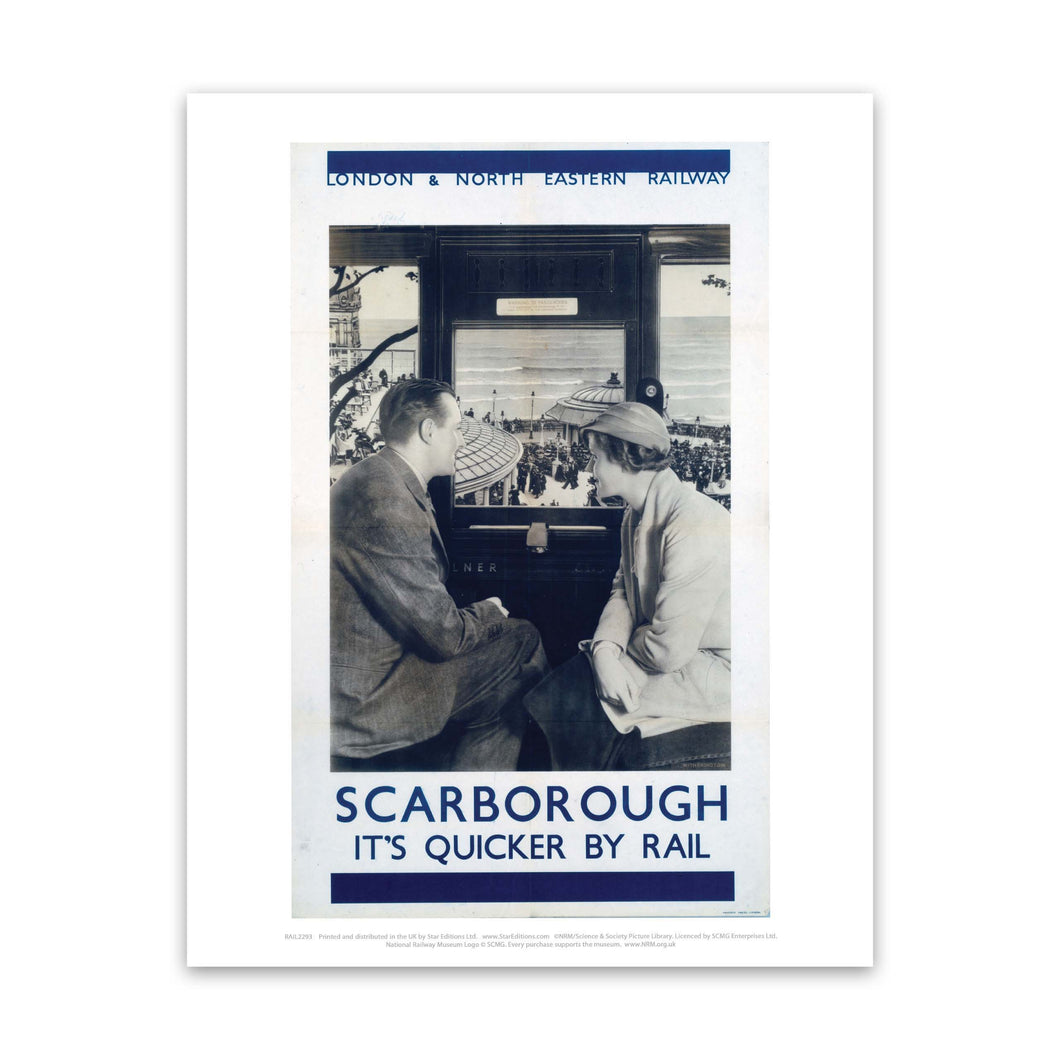 Scarborough from the Train - It's Quicker by Rail Art Print