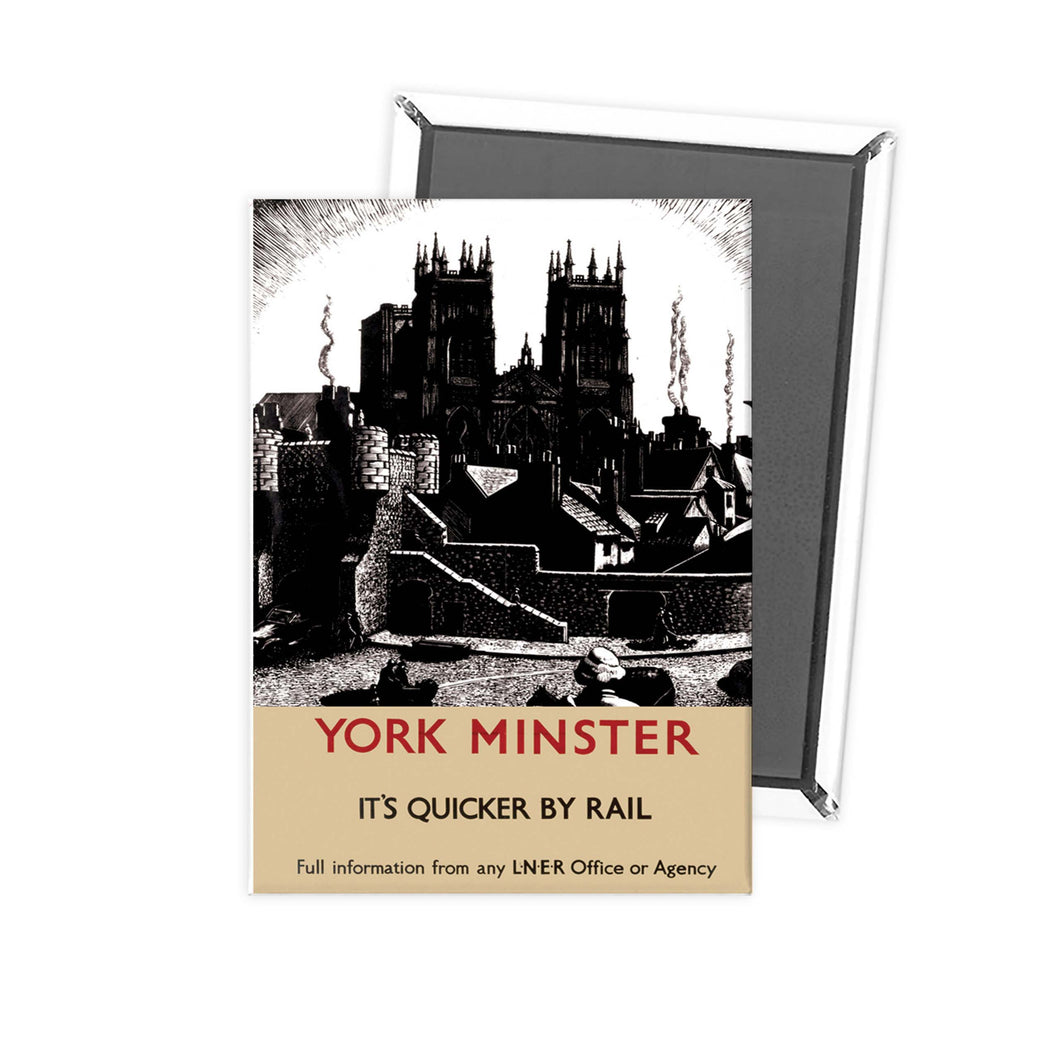 York Minster It's Quicker By Rail Fridge Magnet