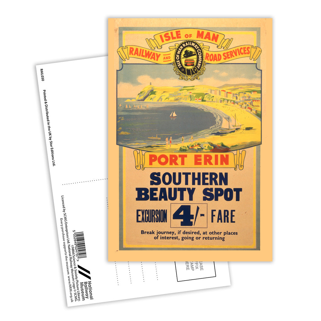 Isle of Man - Port Erin Southern Beauty Spot Postcard Pack of 8