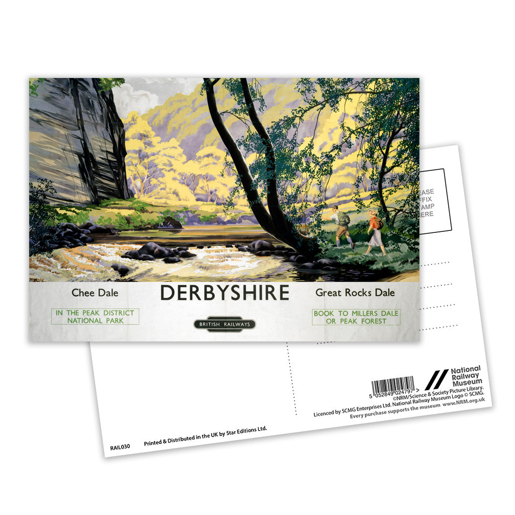 Derbyshire Chee Dale, Great Rocks Dale Postcard Pack of 8