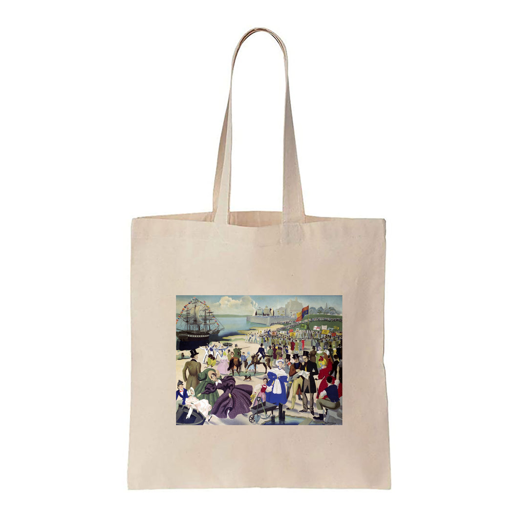 Ship Leaving Busy Port - Canvas Tote Bag