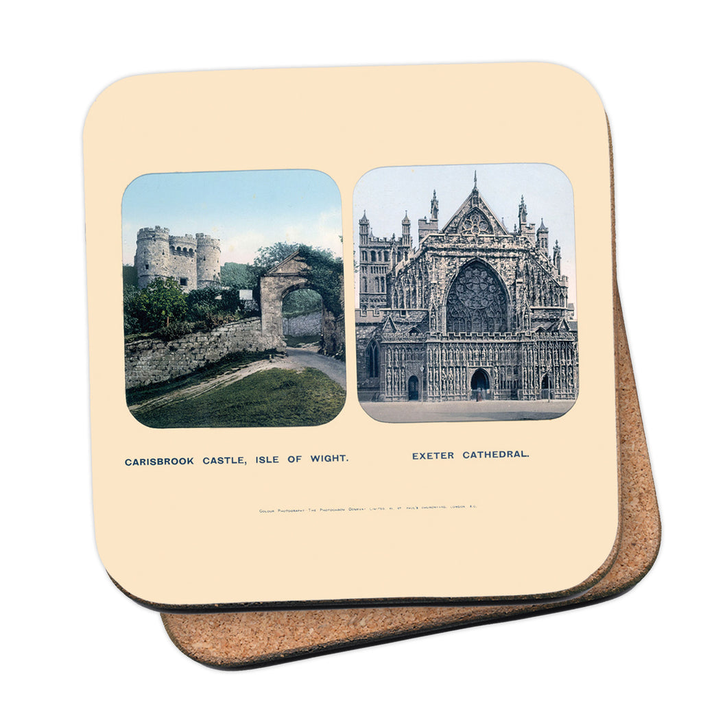 Carisbrooke Castle, Isle Of Wight, Exeter Cathedral Coaster