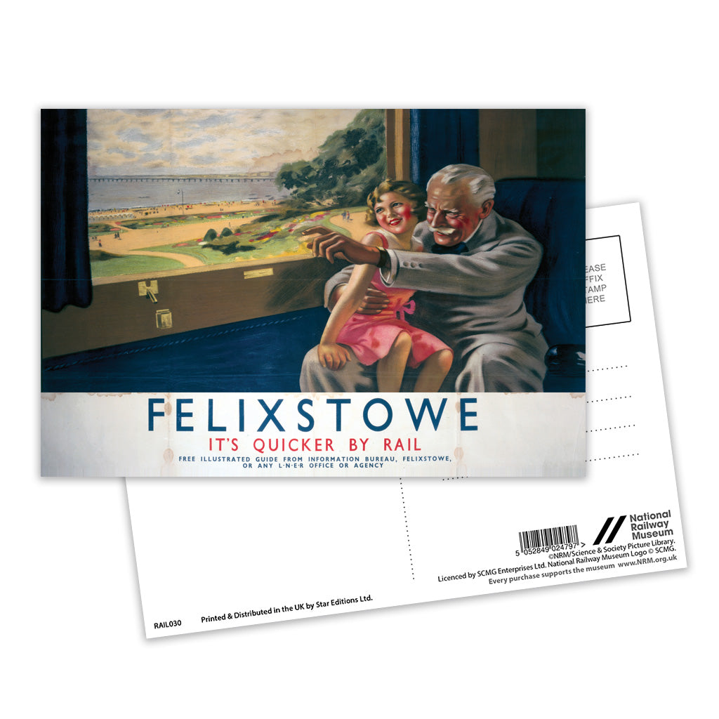 Felixstowe from the Train - Quicker by Rail Postcard Pack of 8