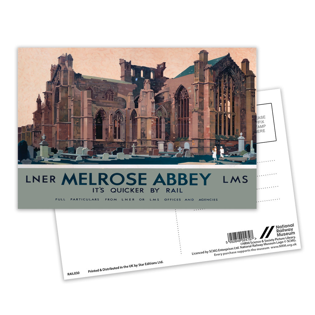 Melrose Abbey LNER Postcard Pack of 8