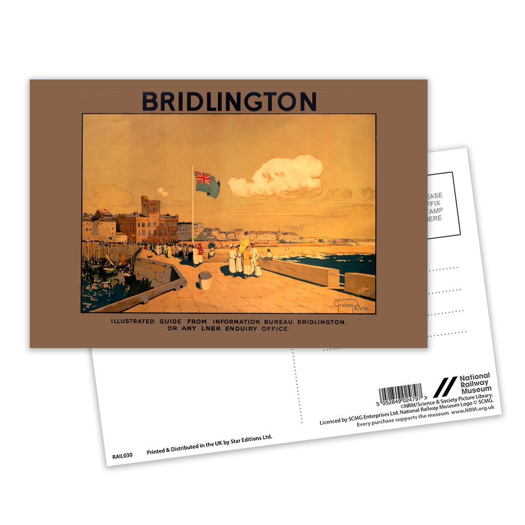 Bridlington Flag - It's Quicker By Rail Postcard Pack of 8