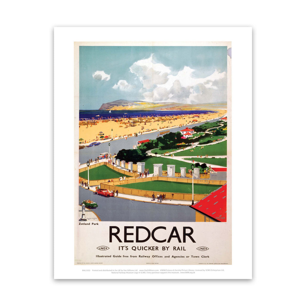 Redcar - It's Quicker By Rail Art Print