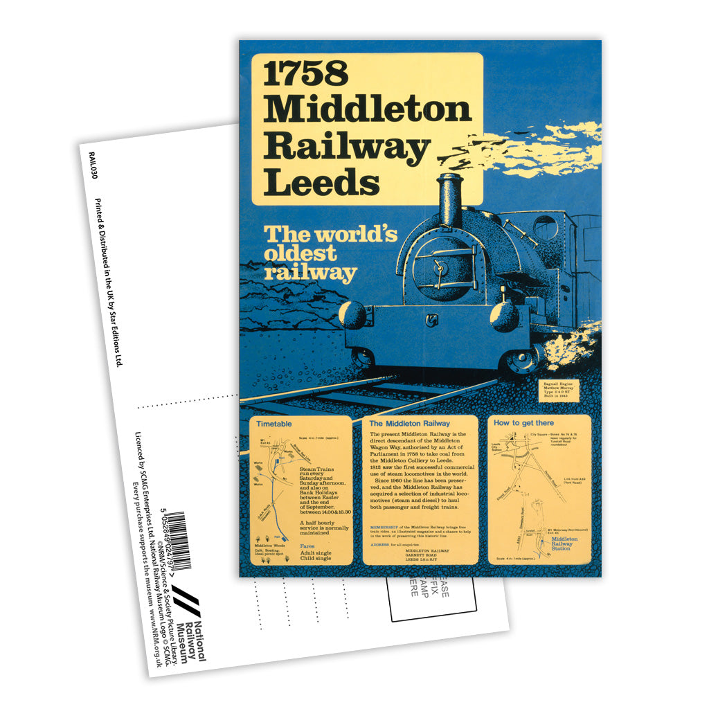 1758 Middleton Railway Leeds - World Oldest Railway Postcard Pack of 8