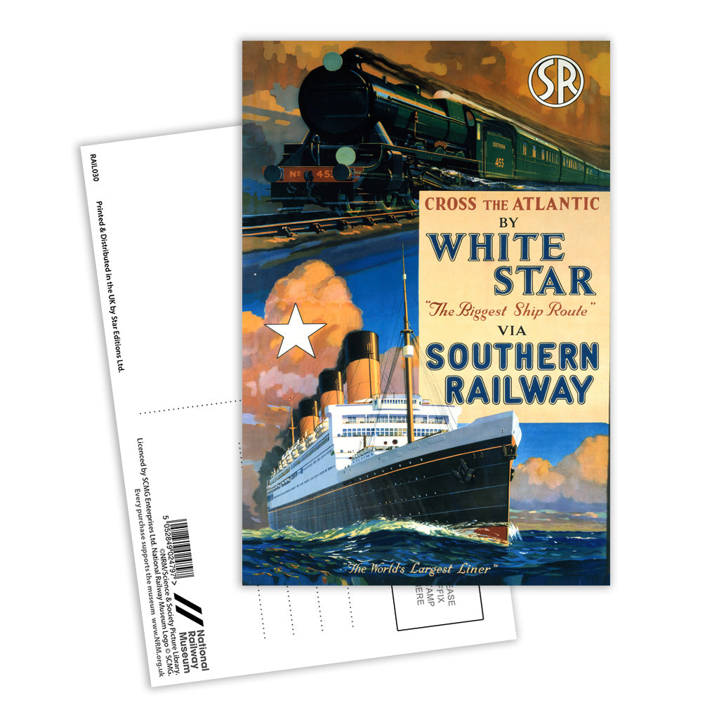 Cross the Atlantic by White Star - Southern Railway Postcard Pack of 8
