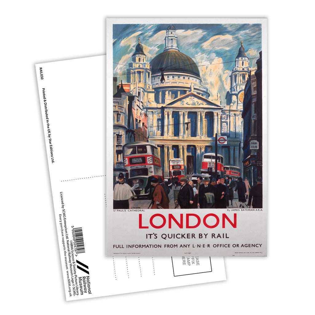 London, It's Quicker by Rail Postcard Pack of 8